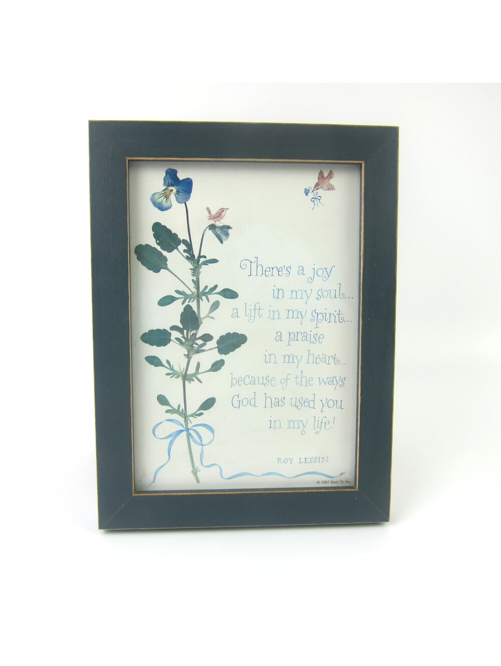 Vintage Christian Wall / Desk Art Flowers Birds Roy Lessin Quote Framed 1997